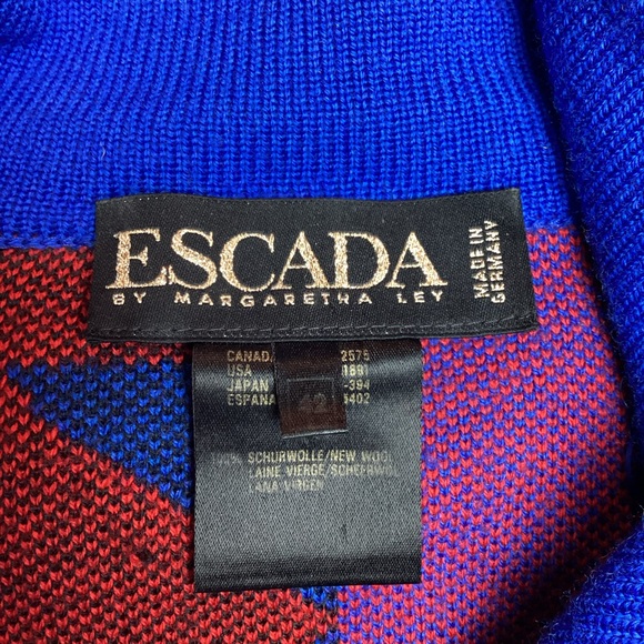 ESCADA by Margaretha Key Merino Wool Sweater Dress Germany Aztec - Picture 13 of 15